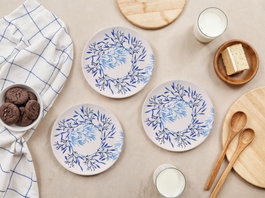 Hermia Blue Ivy Juego de 6 Platos para Postre en Porcelana Azul y Blanco de 19,3 cm